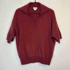 Club Monaco Women's V-Neck Sweater in Deep Red